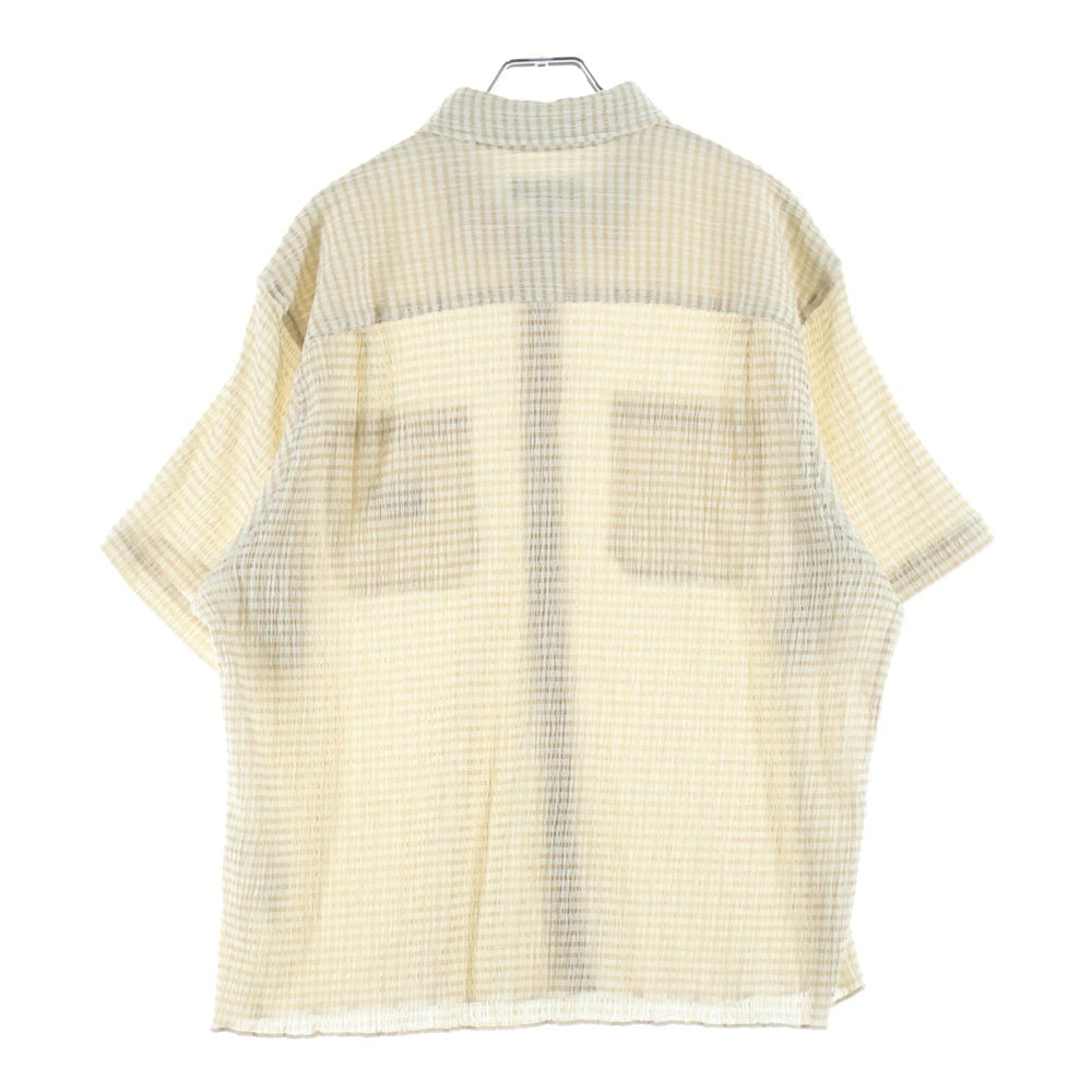STUSSY(ステューシー) 25SS CRINKLED CHECK SS SHIRT ワッペンロゴ クリンクル チェック総柄 半袖シャツ ベージュ 1110371