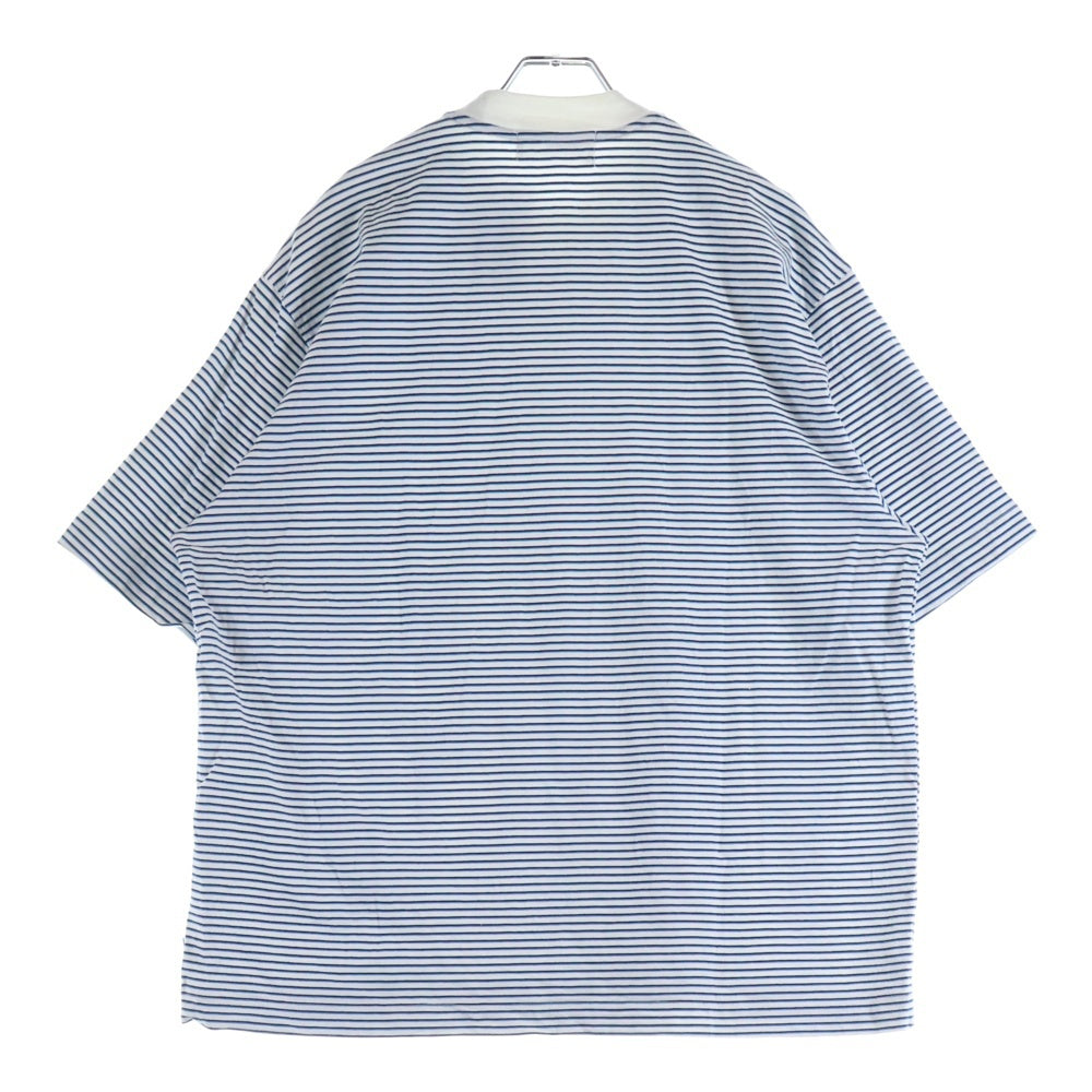 everyone(エブリワン) 24SS ×GIMME FIVE ボーダー柄 クルーネック 半袖Tシャツ カットソー ホワイト/ブルー EV24-CS15