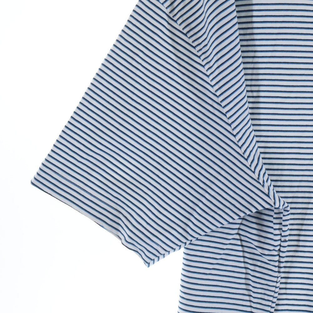 everyone(エブリワン) 24SS ×GIMME FIVE ボーダー柄 クルーネック 半袖Tシャツ カットソー ホワイト/ブルー EV24-CS15