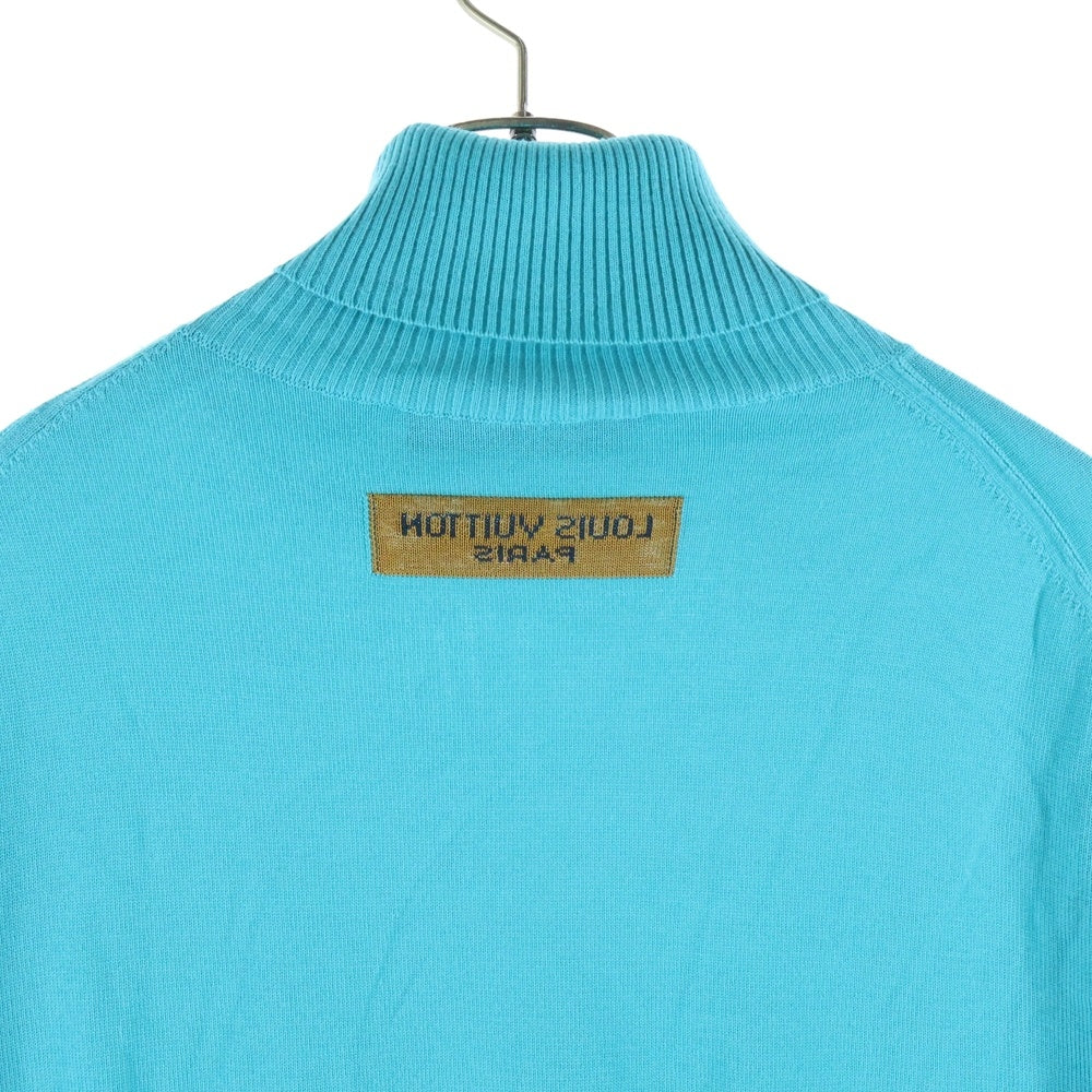 LOUIS VUITTON(ルイヴィトン) 22SS インサイドアウト ロゴ刺繍 タートルネック長袖ウールニット セーター ターコイズブルー RM221 FK1 HMN76W