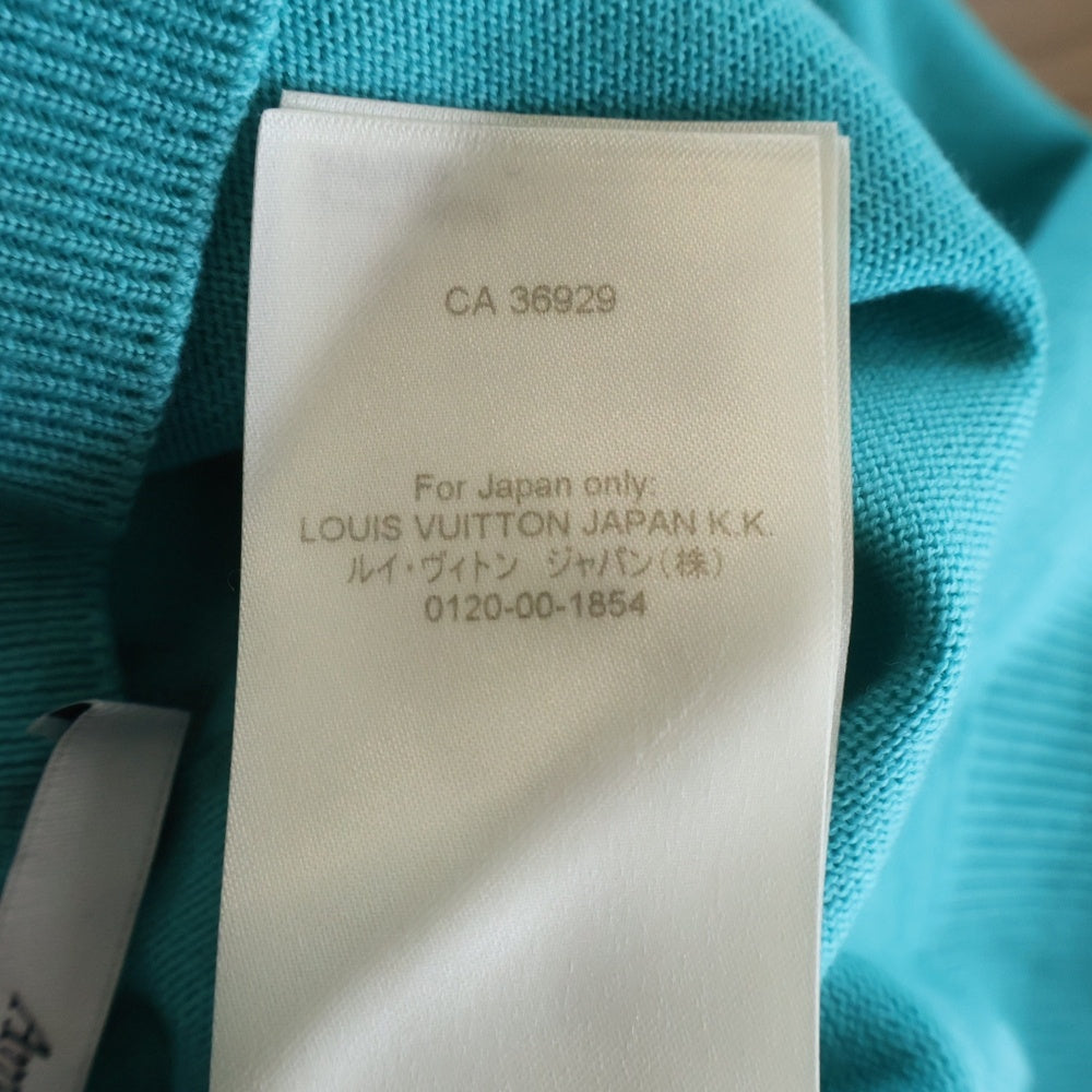 LOUIS VUITTON(ルイヴィトン) 22SS インサイドアウト ロゴ刺繍 タートルネック長袖ウールニット セーター ターコイズブルー RM221 FK1 HMN76W