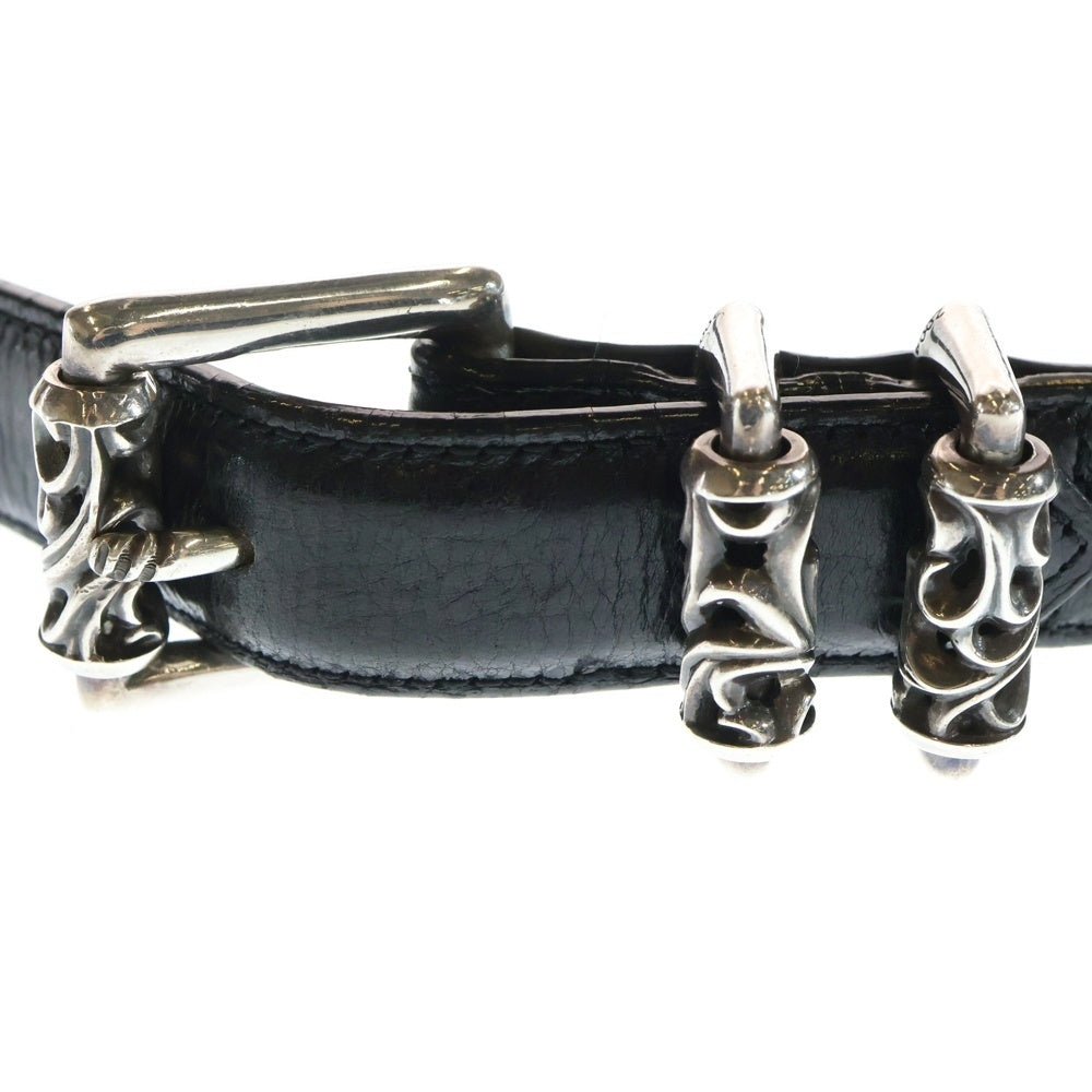 CHROME HEARTS(クロムハーツ) BLT ROLLER 3PC 1.0inch 3PCローラーバックル レザーベルト シルバー/ブラック