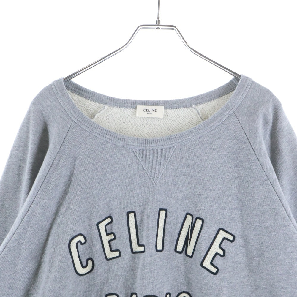 CELINE(セリーヌ) 23AW フロントロゴ刺繍 クルーネック長袖スウェットトレーナー グレー レディース 2Y28D670Q.09HA