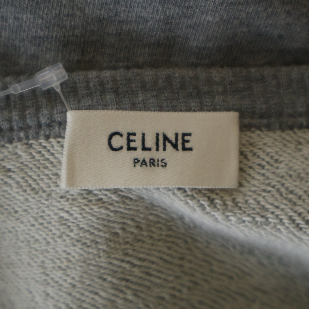CELINE(セリーヌ) 23AW フロントロゴ刺繍 クルーネック長袖スウェットトレーナー グレー レディース 2Y28D670Q.09HA
