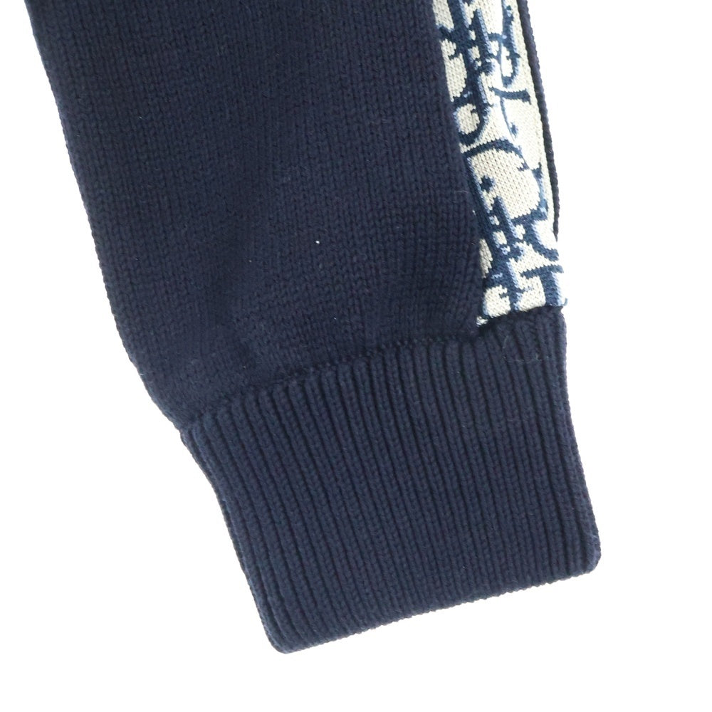 DIOR(ディオール) OBLIQUE オブリーク サイド総柄 クルーネック長袖ニット ネイビー 113M638AT187