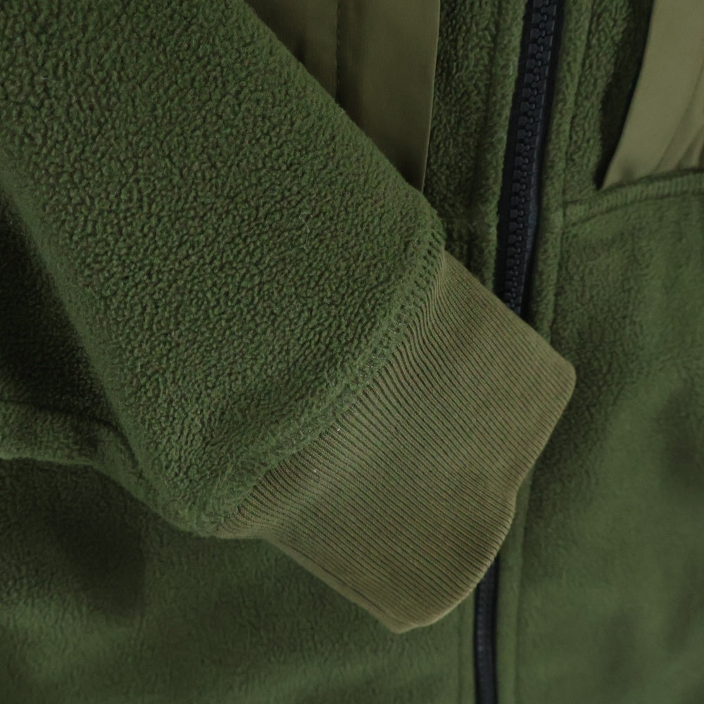 A BATHING APE(アベイシングエイプ) AAPE LOGO FLEECE JACKET ラバーロゴ カモ柄切り替え フリースジャケット カーキ AAPSWM3740XXF