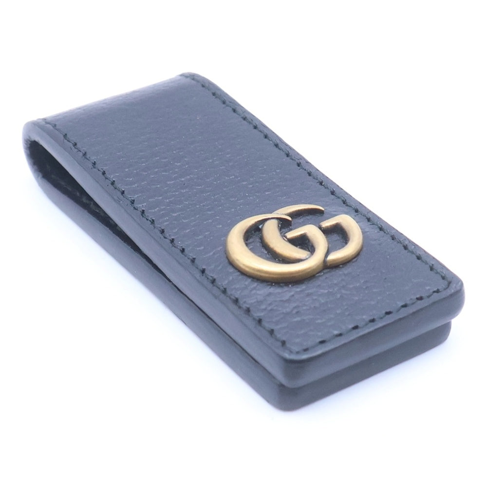 GUCCI(グッチ) インターロッキン Gロゴ レザー マネークリップ ブラック