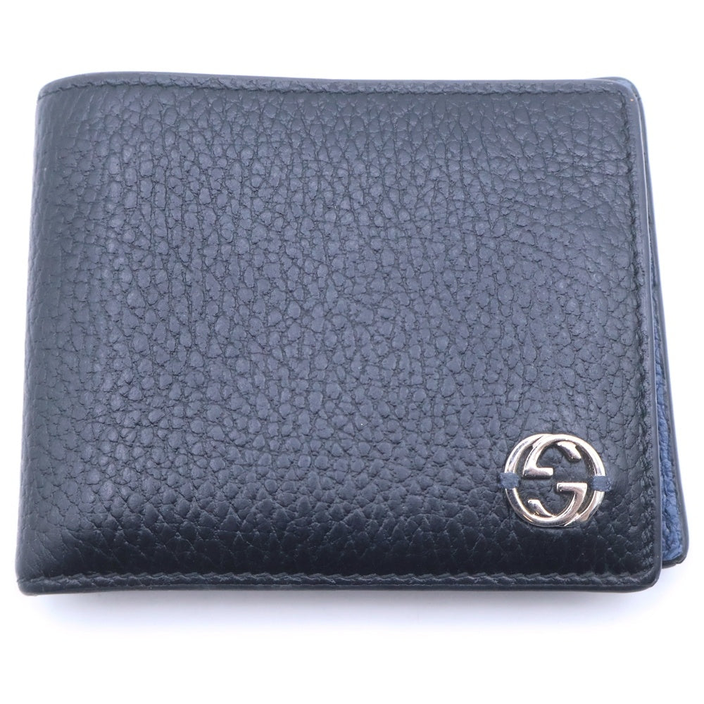 GUCCI(グッチ) インターロッキン Gロゴ 二つ折り財布 ブラック 610466