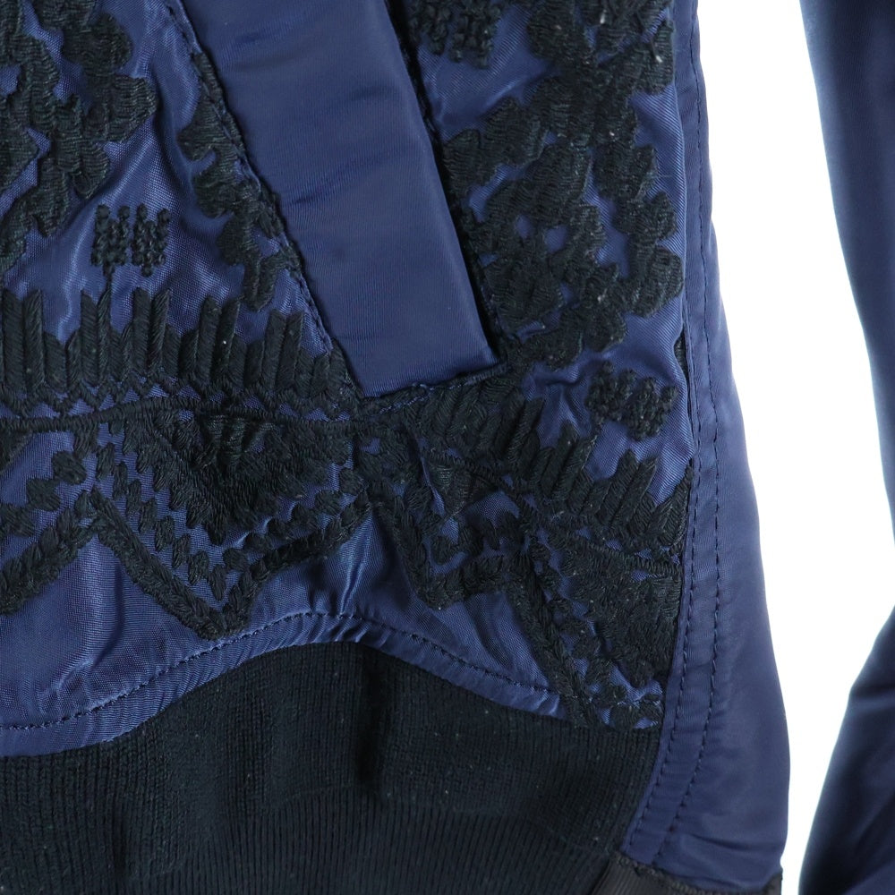 Sacai(サカイ) 18SS 刺繍総柄 ジップアップ ジャケット ブラック/ネイビー レディース18-04085