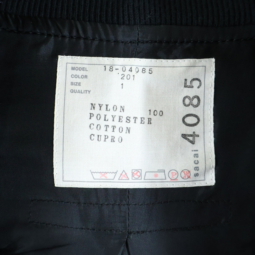 Sacai(サカイ) 18SS 刺繍総柄 ジップアップ ジャケット ブラック/ネイビー レディース18-04085