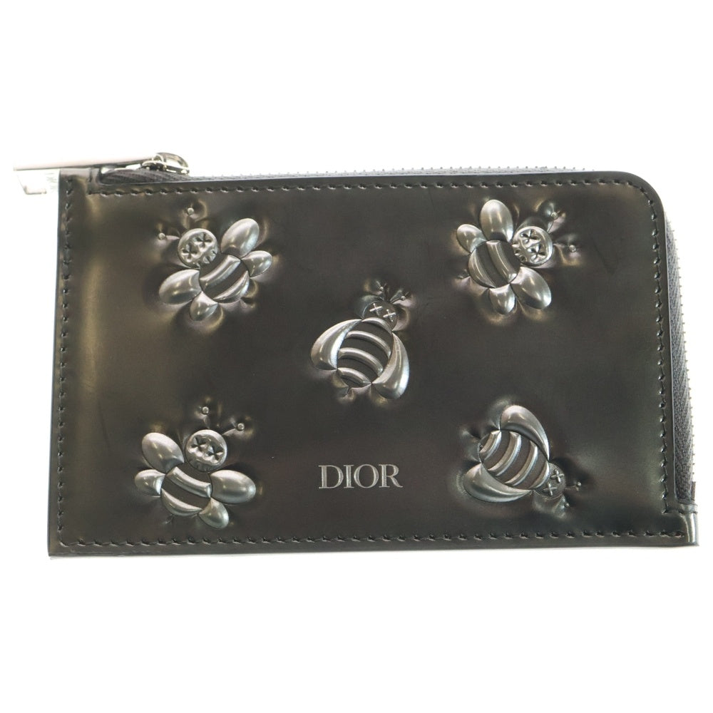 DIOR(ディオール) xKAWS Calfskin Bee Print Card Holder カウズ クリアスキン ビー プリント カード ホルダー シルバー レディース