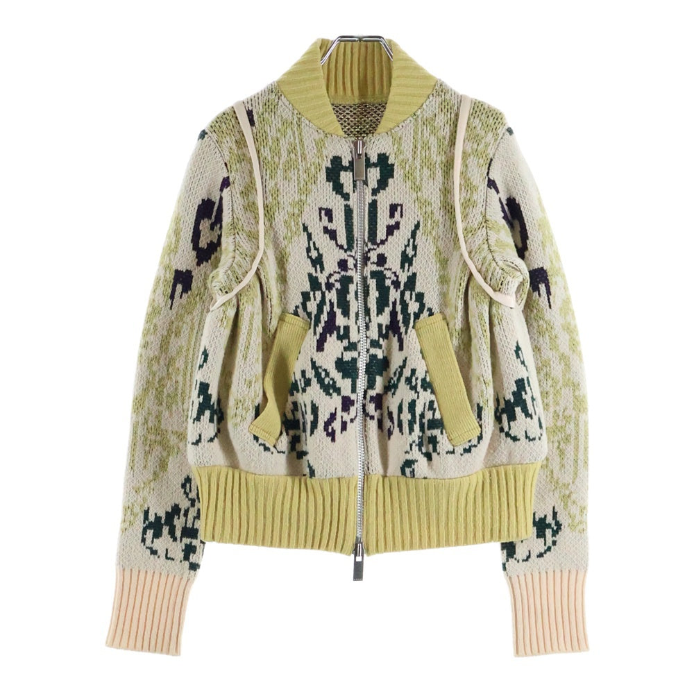 Sacai(サカイ) 16AW ドライバーズ ジップアップ ニットジャケット ベージュ レディース 16-02883