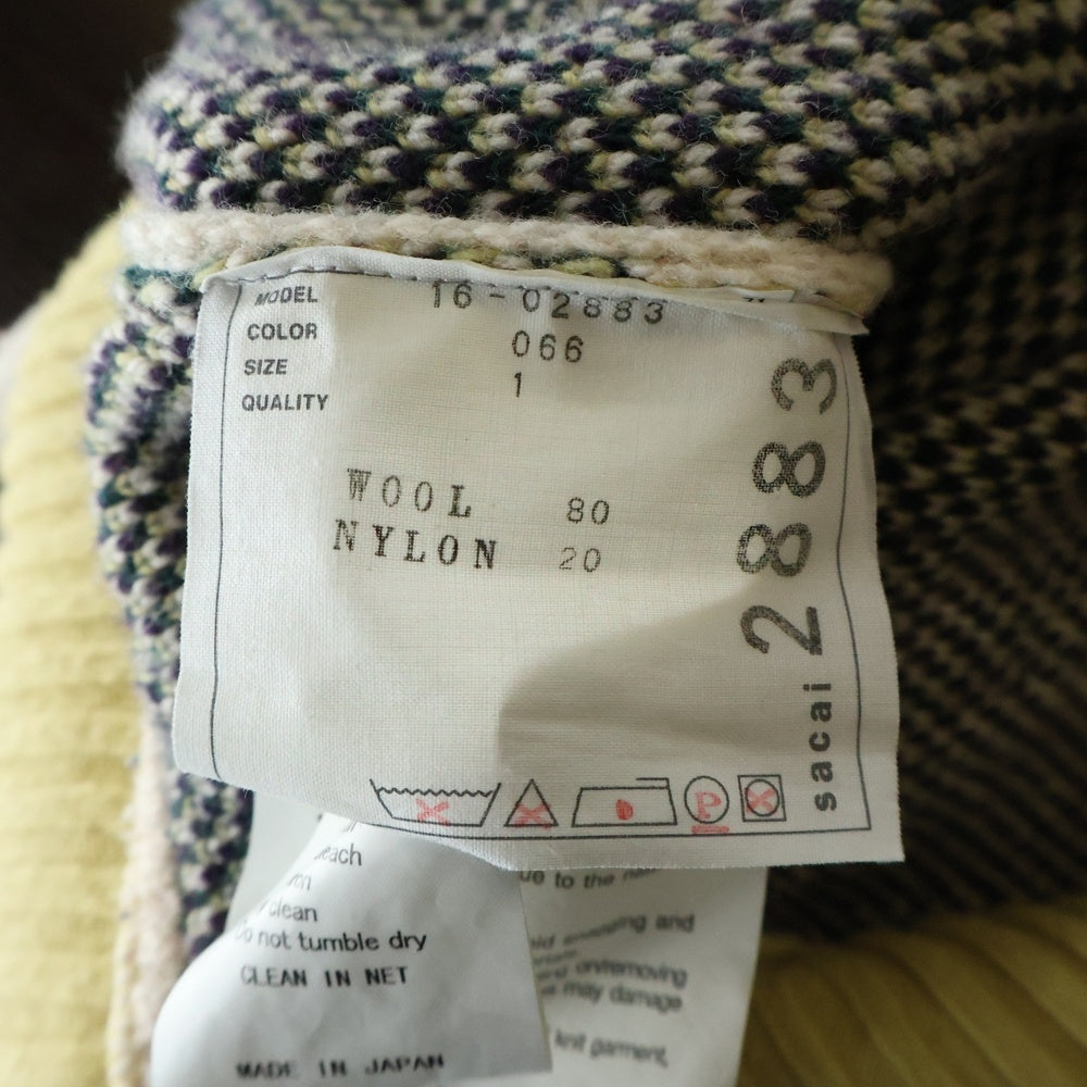 Sacai(サカイ) 16AW ドライバーズ ジップアップ ニットジャケット ベージュ レディース 16-02883