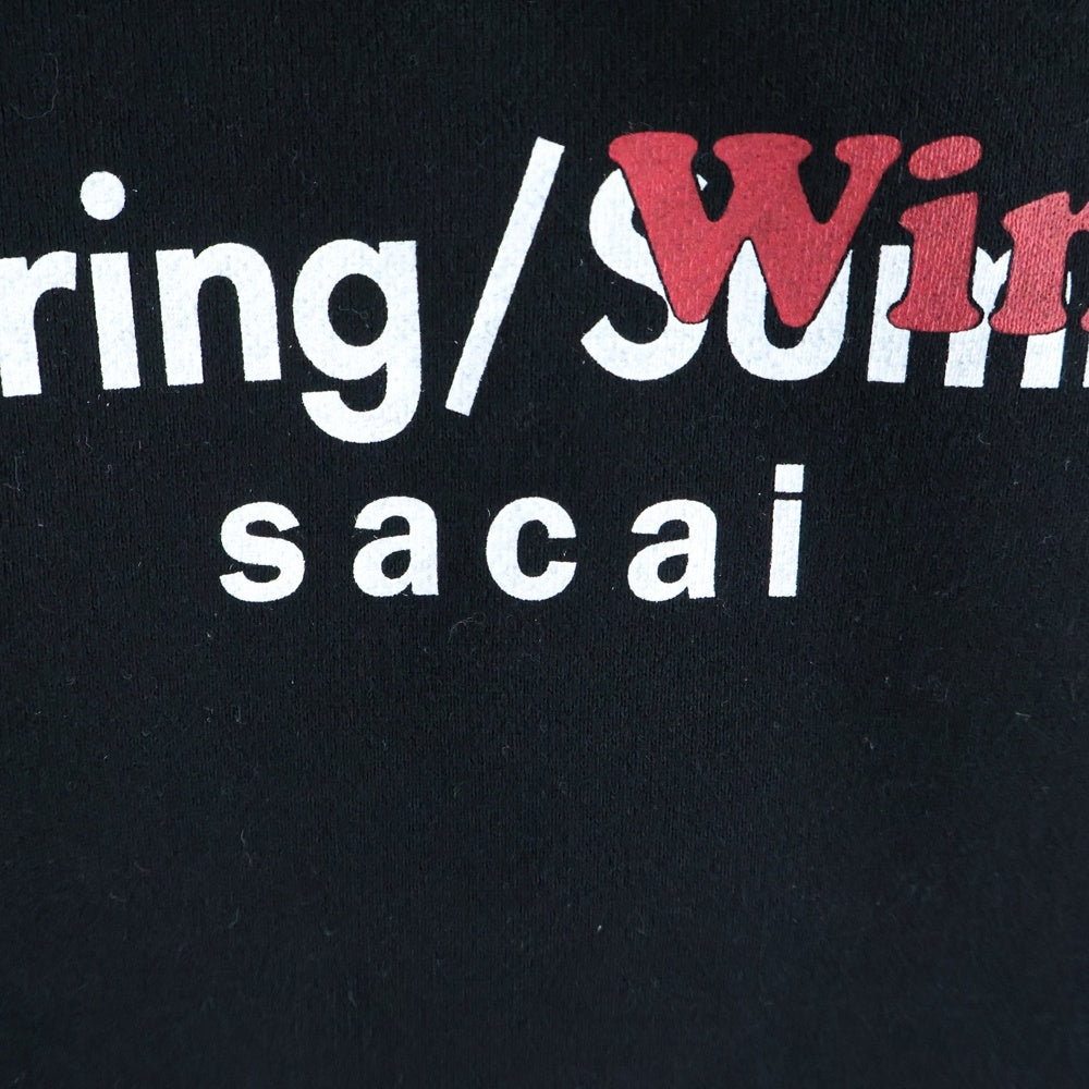 Sacai(サカイ) 19SS ロゴプリント サイドジップ プルオーバーパーカー ブラック 19-04289 レディース
