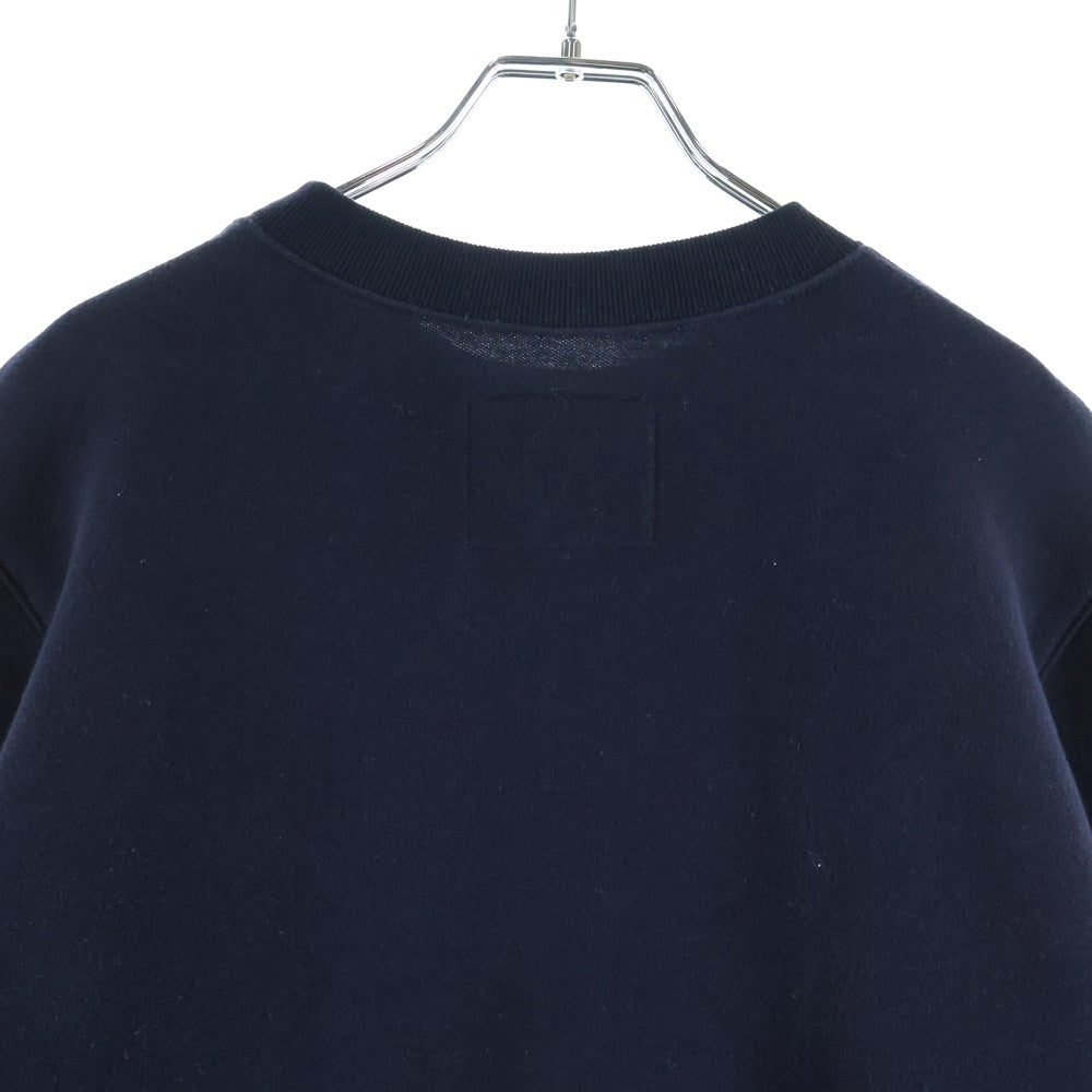 Sacai(サカイ) 18AW エンブレム ロゴ サイドジップ クルーネック 長袖スウェットトレーナー カットソー ネイビー レディース 18-04187