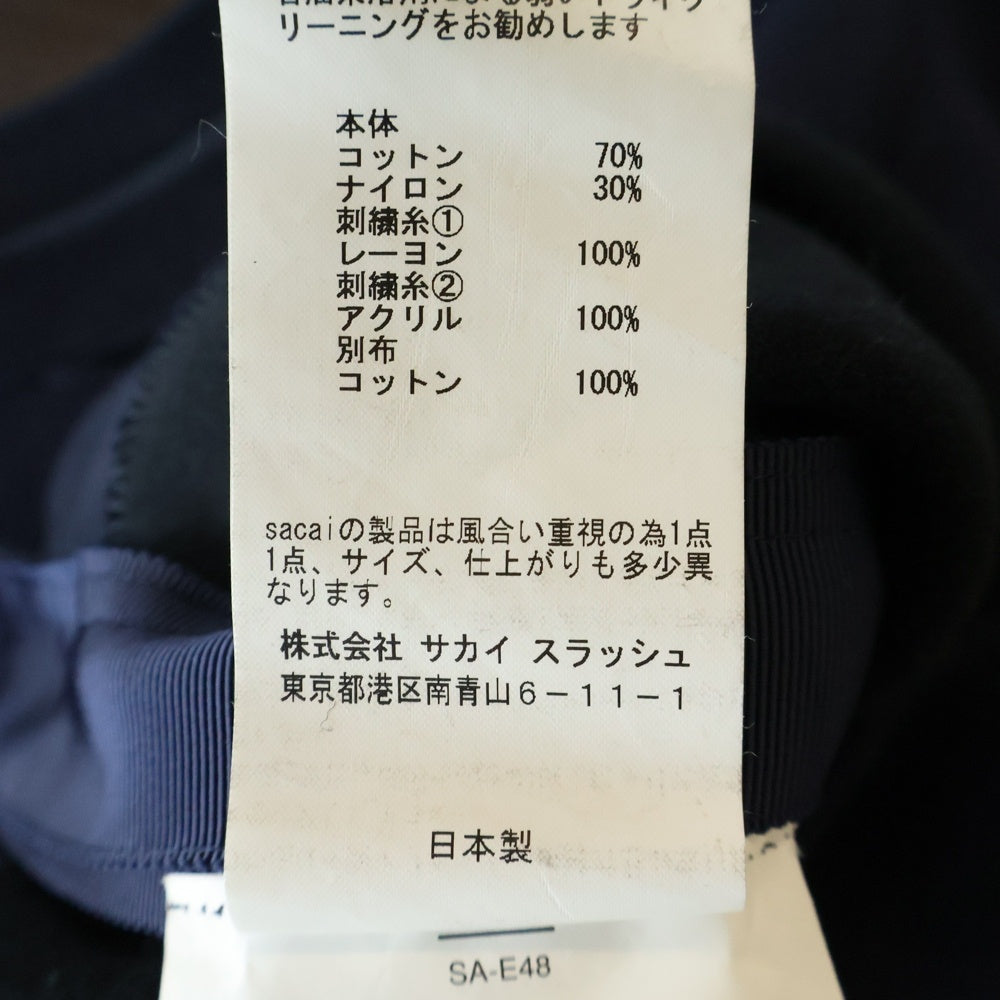 Sacai(サカイ) 18AW エンブレム ロゴ サイドジップ クルーネック 長袖