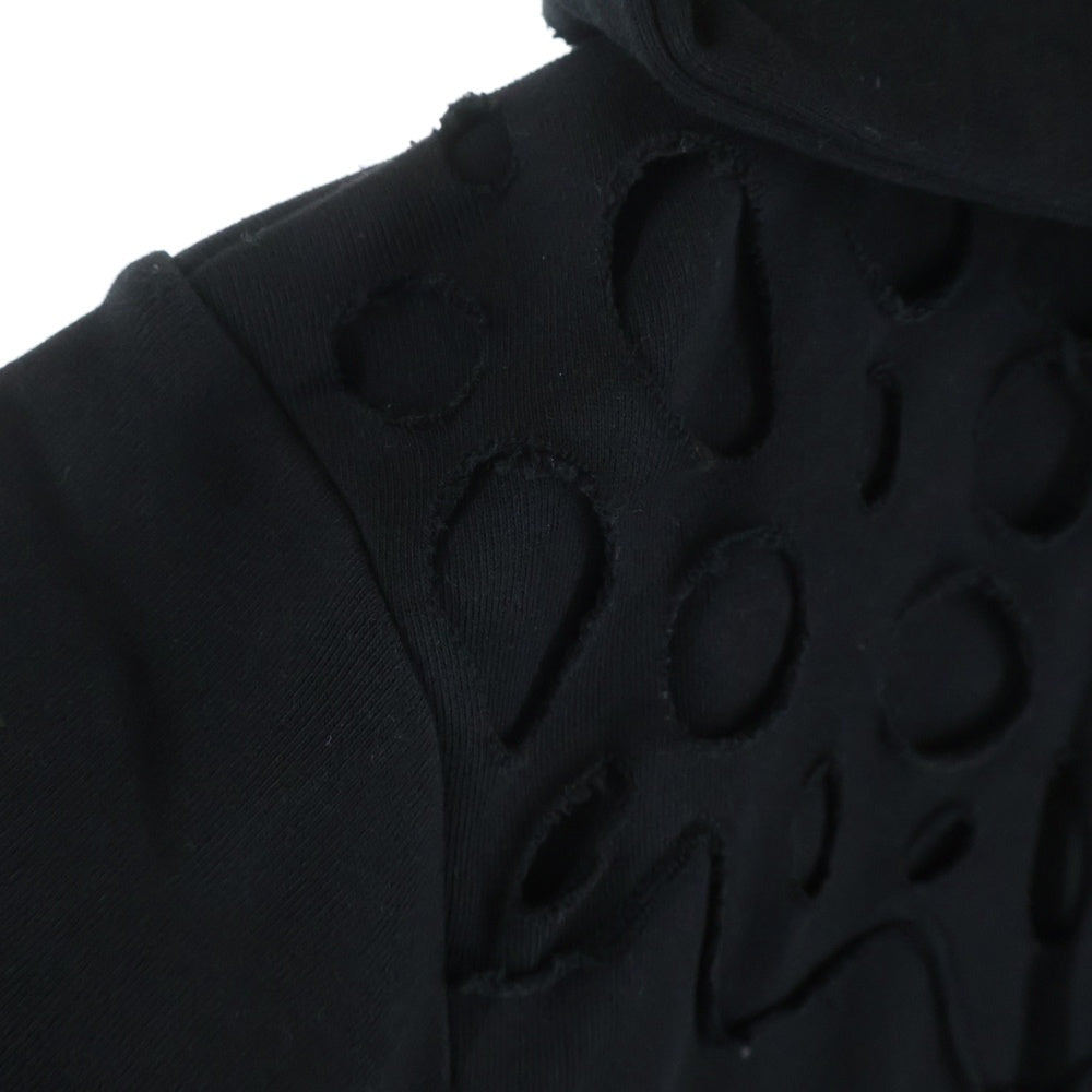 NO BRAND(ノーブランド) NOT CONVENTIONAL ノットコンベンショナル クラッシュ加工 フーデッド スウェットジップアップパーカー ブラック N26-015-BLK-03