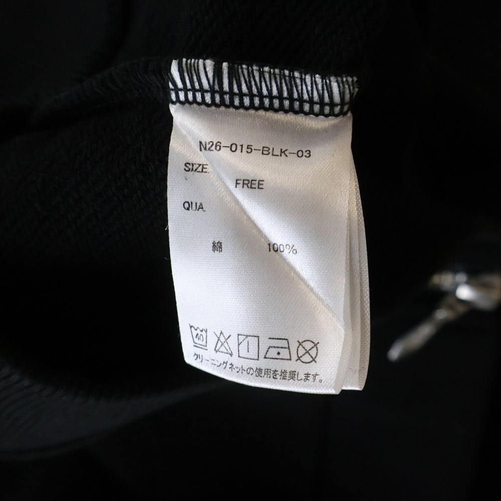 NO BRAND(ノーブランド) NOT CONVENTIONAL ノットコンベンショナル クラッシュ加工 フーデッド スウェットジップアップパーカー ブラック N26-015-BLK-03