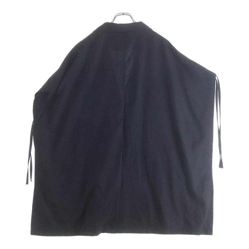 NO BRAND(ノーブランド) NOT CONVENTIONAL ノットコンベンショナル ケープシルエット フロントボタン ノースリーブシャツ ブラック N25-037-BLK