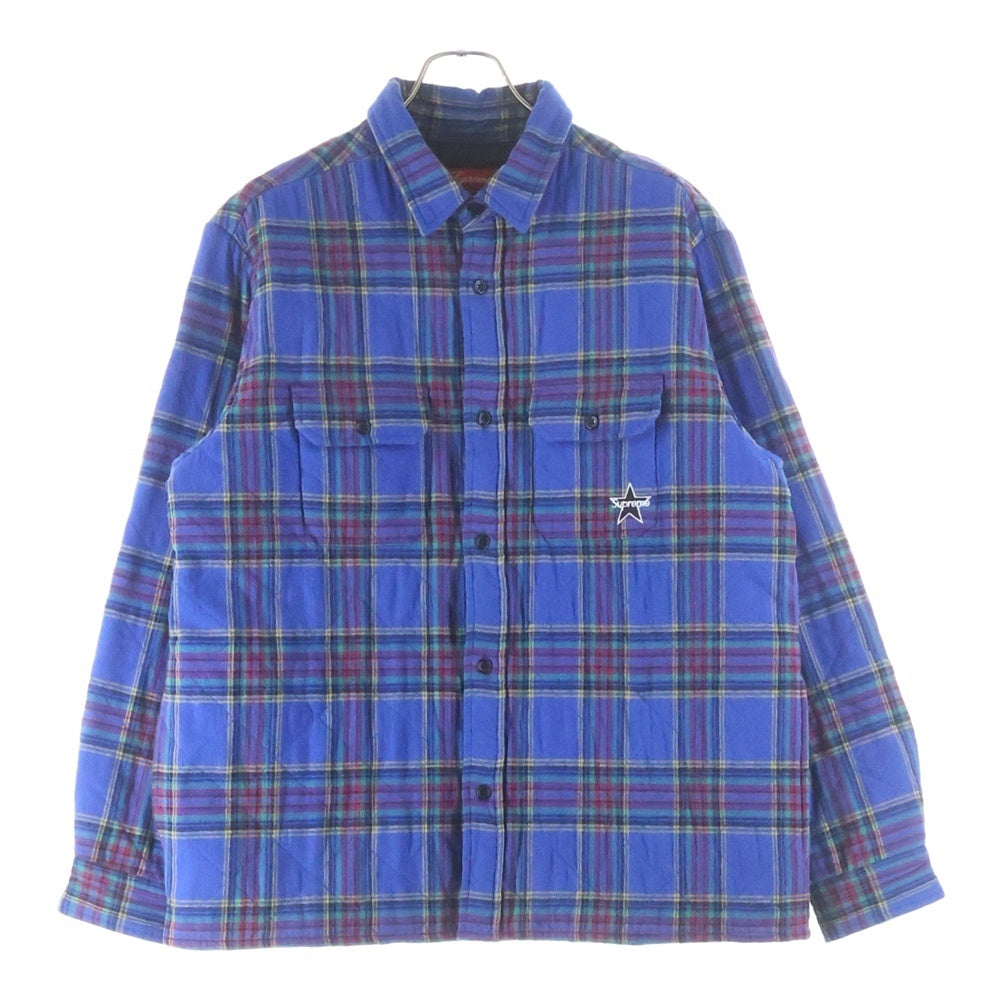 SUPREME(シュプリーム) Quilted Plaid Flannel Shirt キルティング フランネル 長袖シャツ ブルー/マルチカラー