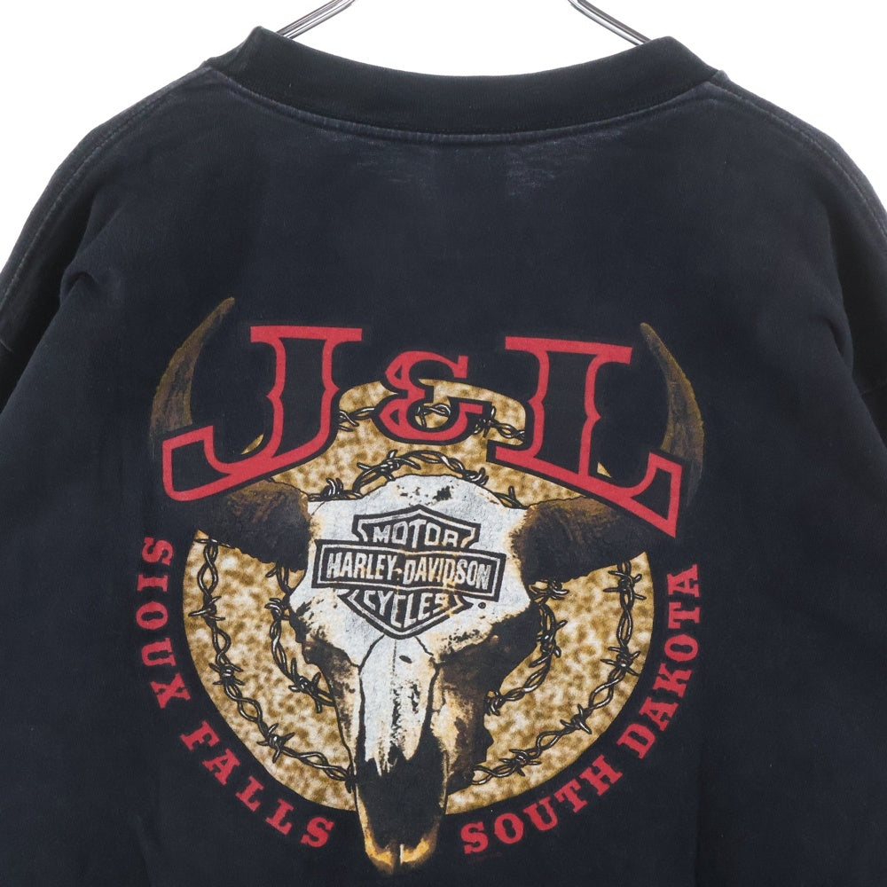 HARLEY DAVIDSON(ハーレーダビッドソン) 90S VINTAGE FLAMES L/S TEE 袖プリント フレイム ファイヤー長袖Tシャツ ブラック