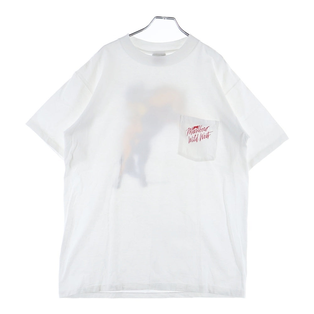 VINTAGE(ヴィンテージ) 90S MARLBORO WILD WEST COWBOY PROMO PRINT TEE マルボロ ワイルドウエスト カウボーイ プリント クルーネック 半袖Tシャツ カットソー ホワイト