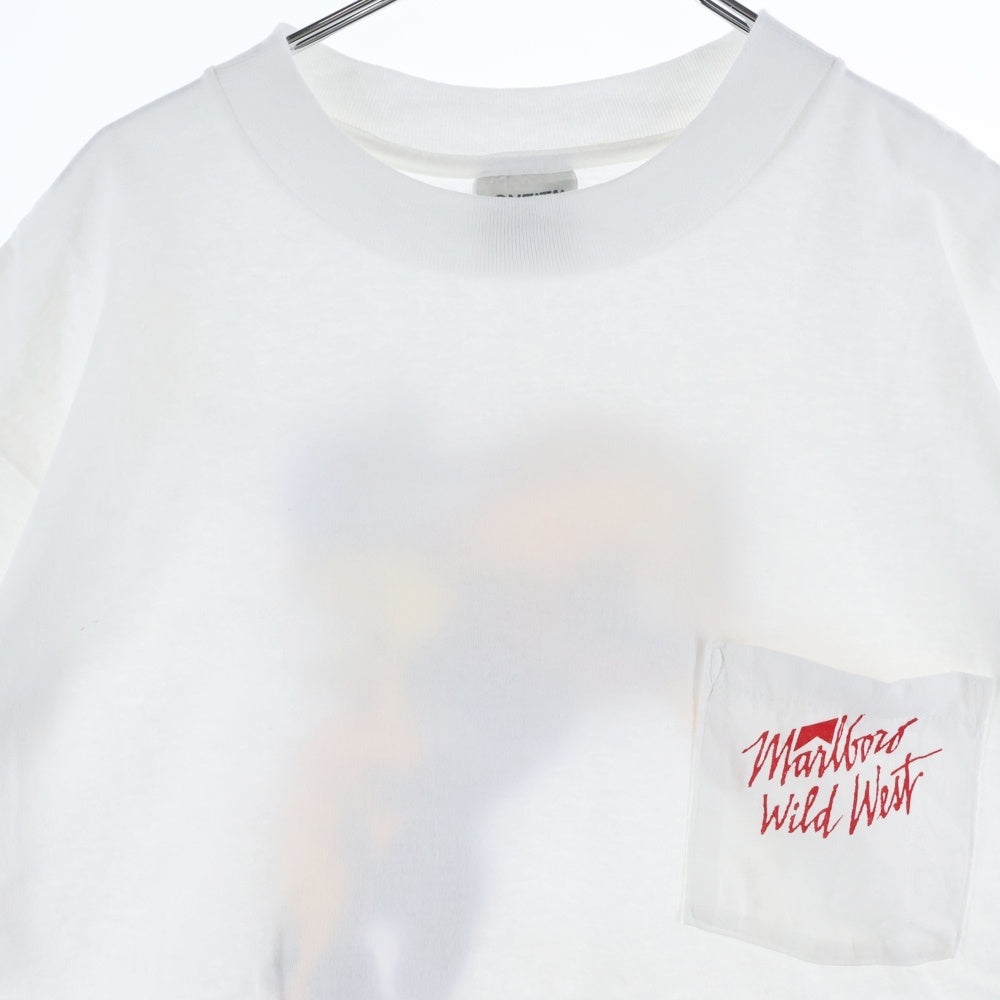 VINTAGE(ヴィンテージ) 90S MARLBORO WILD WEST COWBOY PROMO PRINT TEE マルボロ ワイルドウエスト カウボーイ プリント クルーネック 半袖Tシャツ カットソー ホワイト
