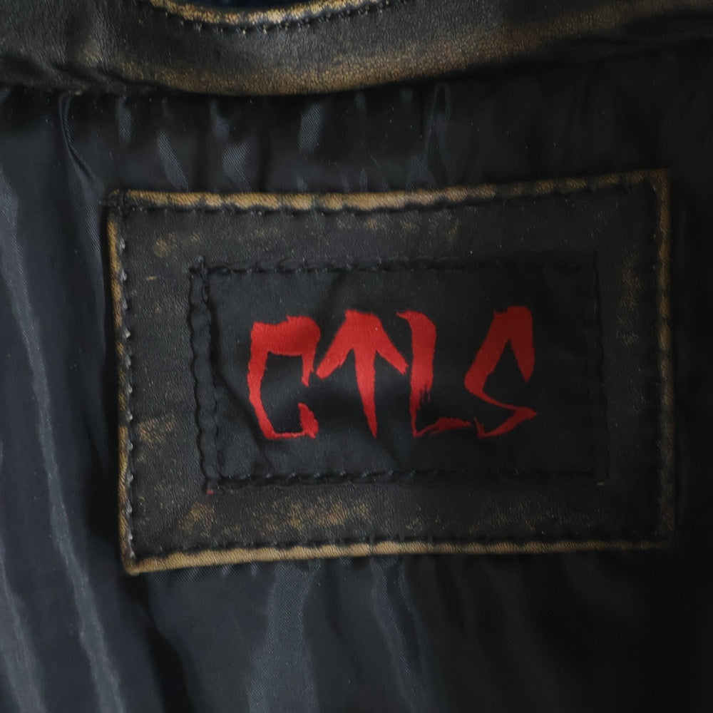 cvtvlist(カタリスト) 23AW B-3 ペイント加工 ジップアップ レザーライダースジャケット ブラウン