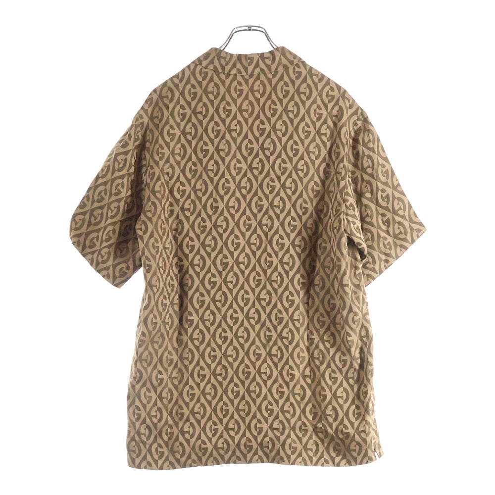 GUCCI(グッチ) 総柄Gランバス 裏地メッシュ オープンカラー半袖シャツ