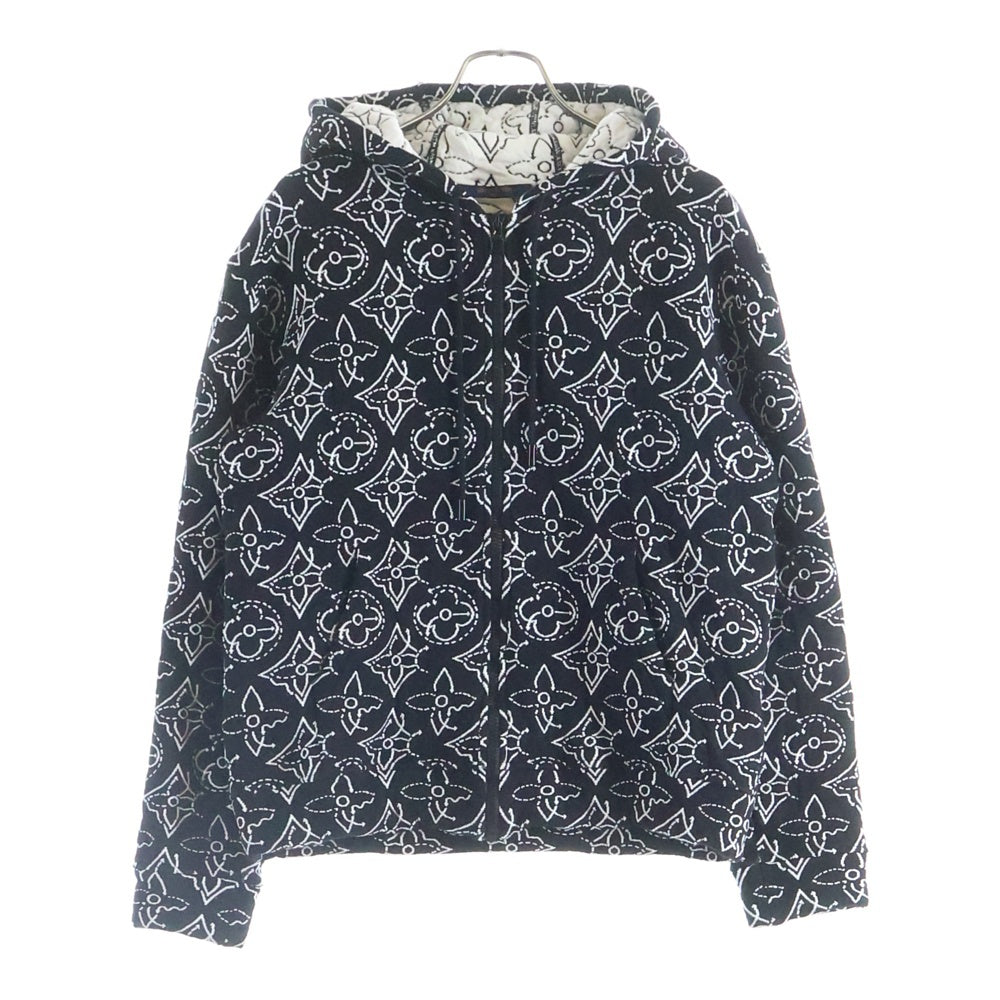LOUIS VUITTON(ルイヴィトン) ×NBA エヌビーエー モノグラムフラワー キルティングジップアップパーカー ブラック/ホワイト RM212M DMO HLY12W