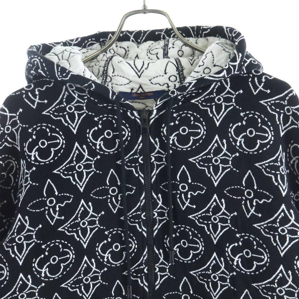 LOUIS VUITTON(ルイヴィトン) ×NBA エヌビーエー モノグラムフラワー キルティングジップアップパーカー ブラック/ホワイト RM212M DMO HLY12W