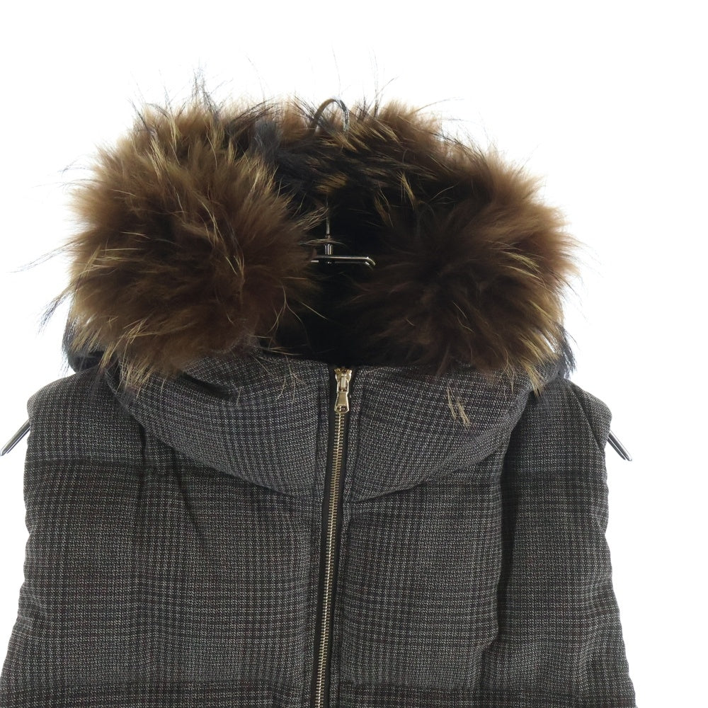 TATRAS(タトラス) ロゴワッペン ファー付き ジップアップ レイヤードダウンベスト レディース グレー LTA-4189