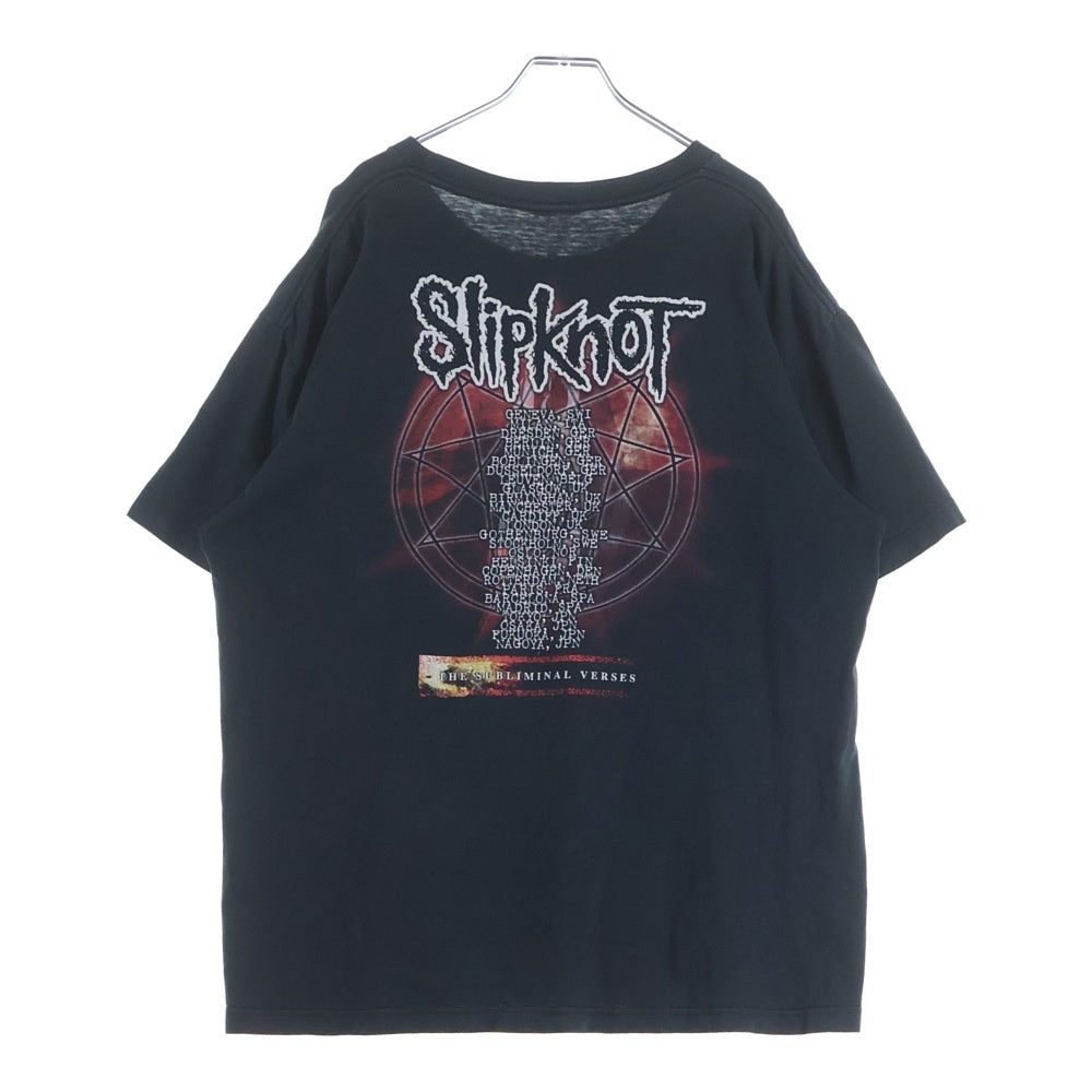 VINTAGE(ヴィンテージ) 00s SLIPKNOT THE SUBLIMINAL VERSES TOUR スリップノット サブリミナルバーサスツアー 両面プリントクルーネック半袖Tシャツカットソー ブラック
