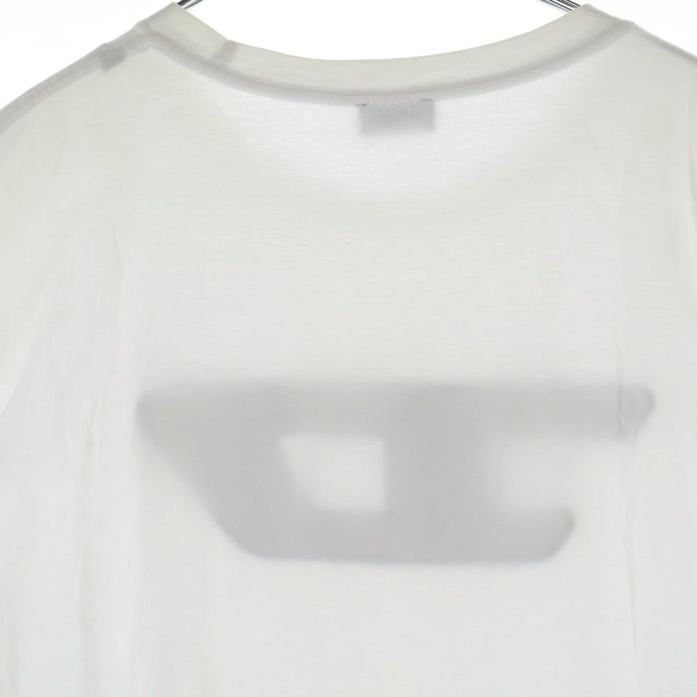 DIESEL(ディーゼル) パイル地 Dロゴ クルーネック 半袖Tシャツ カットソー ホワイト 00SY7A-T