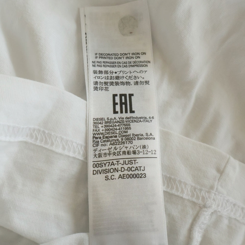DIESEL(ディーゼル) パイル地 Dロゴ クルーネック 半袖Tシャツ カットソー ホワイト 00SY7A-T