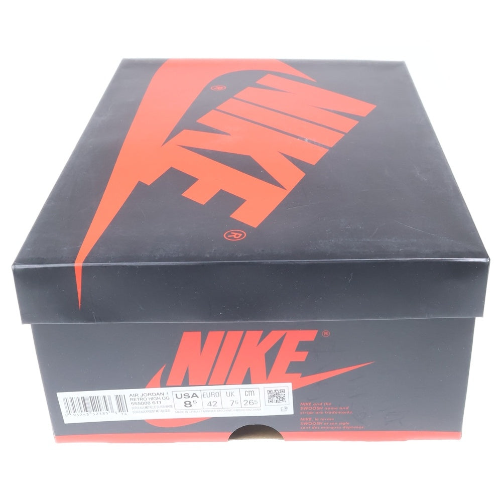 NIKE(ナイキ) AIR JORDAN 1 HIGH OG BORDEAUX エアジョーダン1 ハイカットスニーカー ホワイト/ボルドー US8.5/26.5cm 555088-611