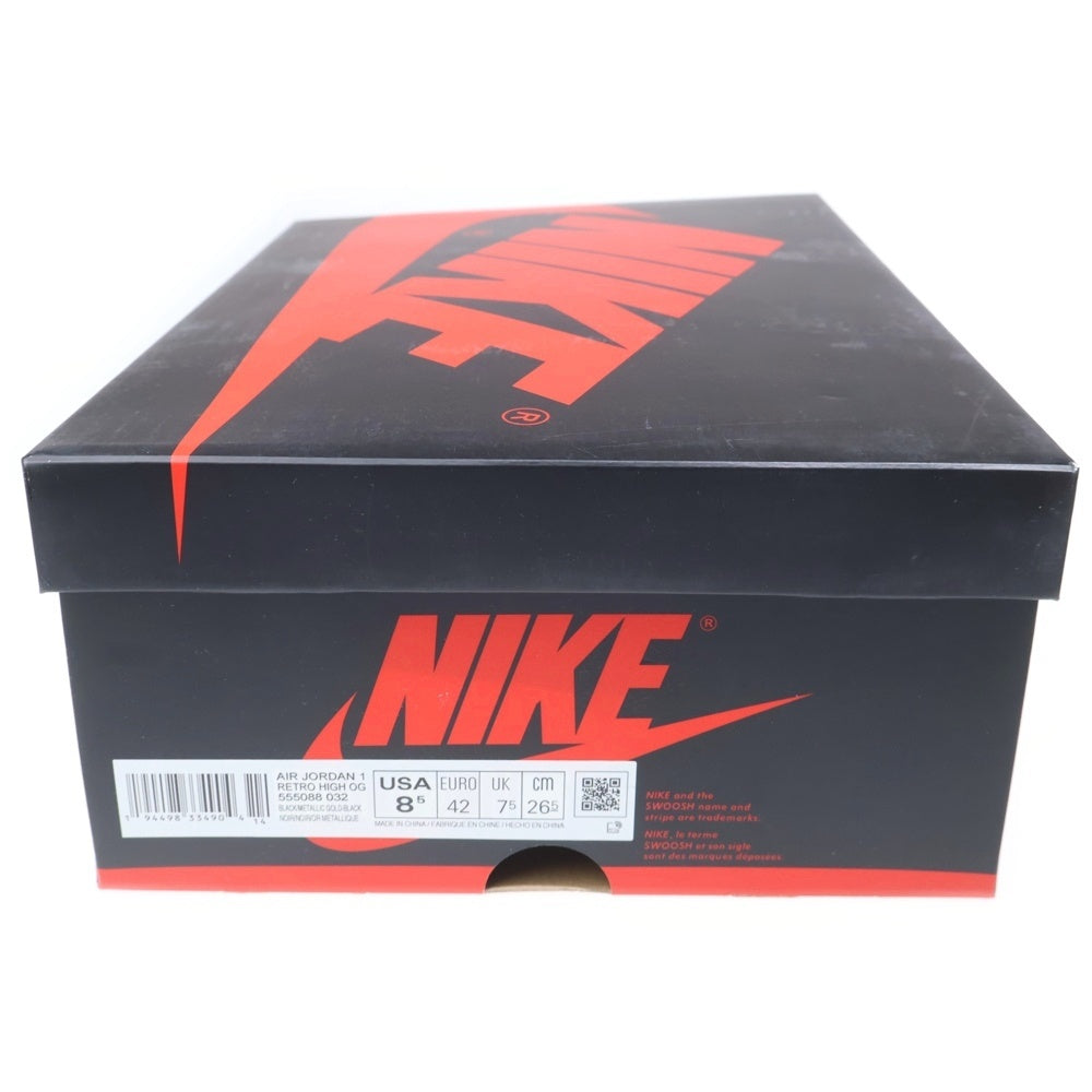 NIKE(ナイキ) AIR JORDAN1 RETRO HIGH OG BLACK-METALIC GOLD エアジョーダン1 ハイ メタリック ゴールド ハイカットスニーカー ブラック/ゴールド US8.5/26.5cm 555088-032