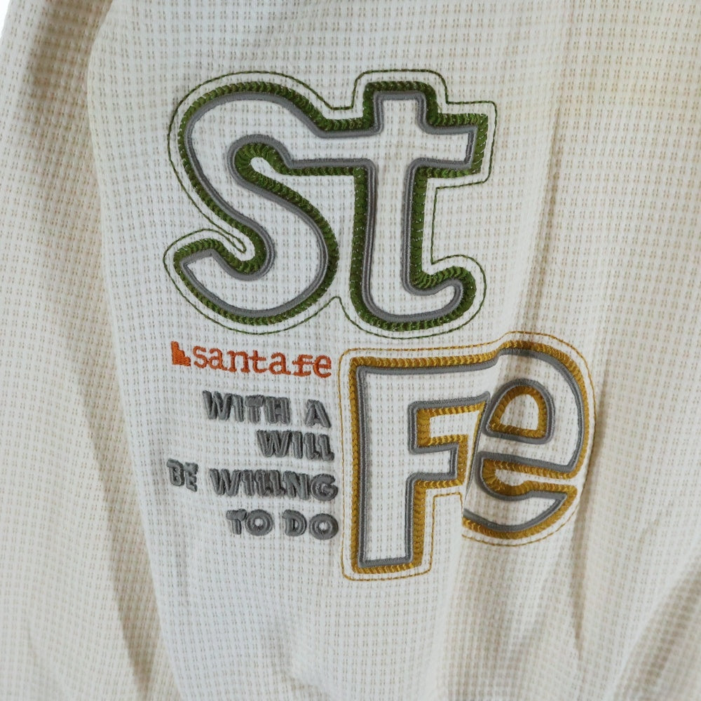 Santafe(サンタフェ) ロゴ刺繍 クルーネック長袖サーマルTシャツカットソー ホワイト 884-94425