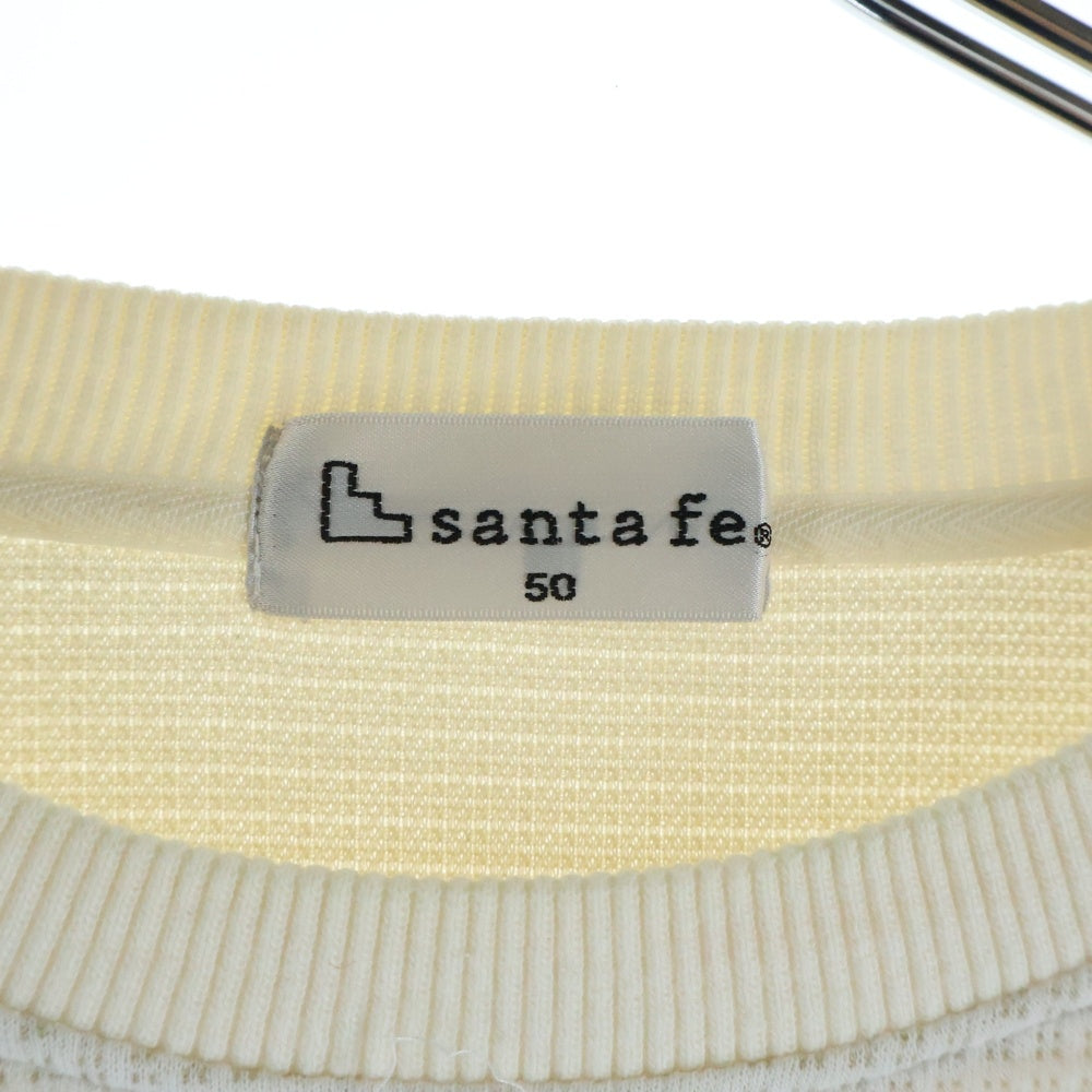 Santafe(サンタフェ) ロゴ刺繍 クルーネック長袖サーマルTシャツカットソー ホワイト 884-94425