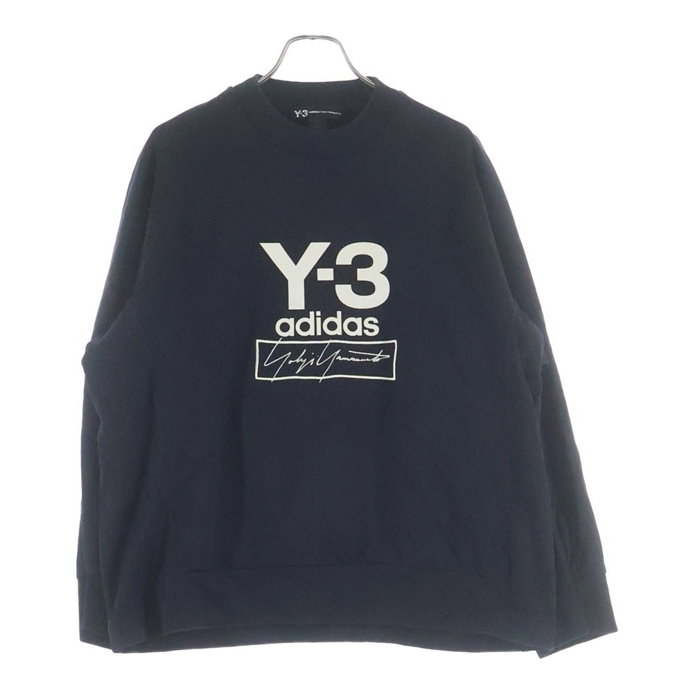 Y-3(ワイスリー) スタックド ロゴ クルーネック 長袖スウェットトレーナー カットソー ブラック FJ0432