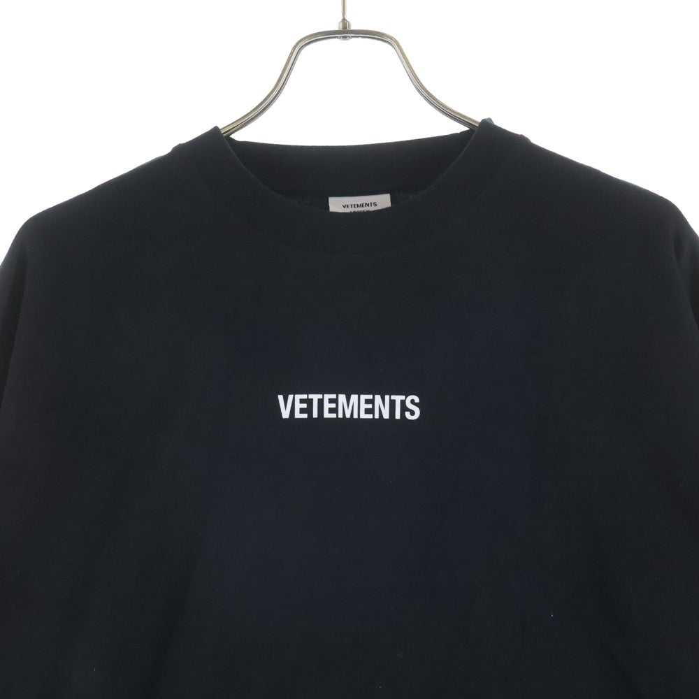 VETEMENTS(ヴェトモン) 19AW LOGO PRINTED TEE ロゴプリント クルーネック 半袖Tシャツ カットソー ブラック UAH20TR611