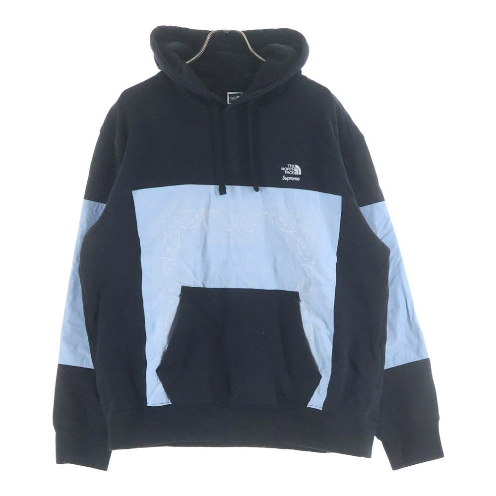 SUPREME(シュプリーム) 22SS ×THE NORTH FACE Bandana Hooded SweatShirt ×ノースフェイス バンダナフーディースウェットシャツ ブラック/ライトブルー パーカー NT022081