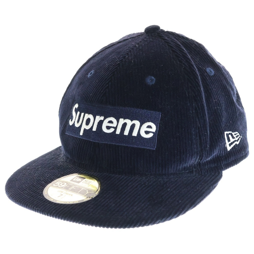 SUPREME(シュプリーム) 15AW Corduroy Box Logo New Era Cap ニューエラ コーデュロイ ボックスロゴキャップ ネイビー