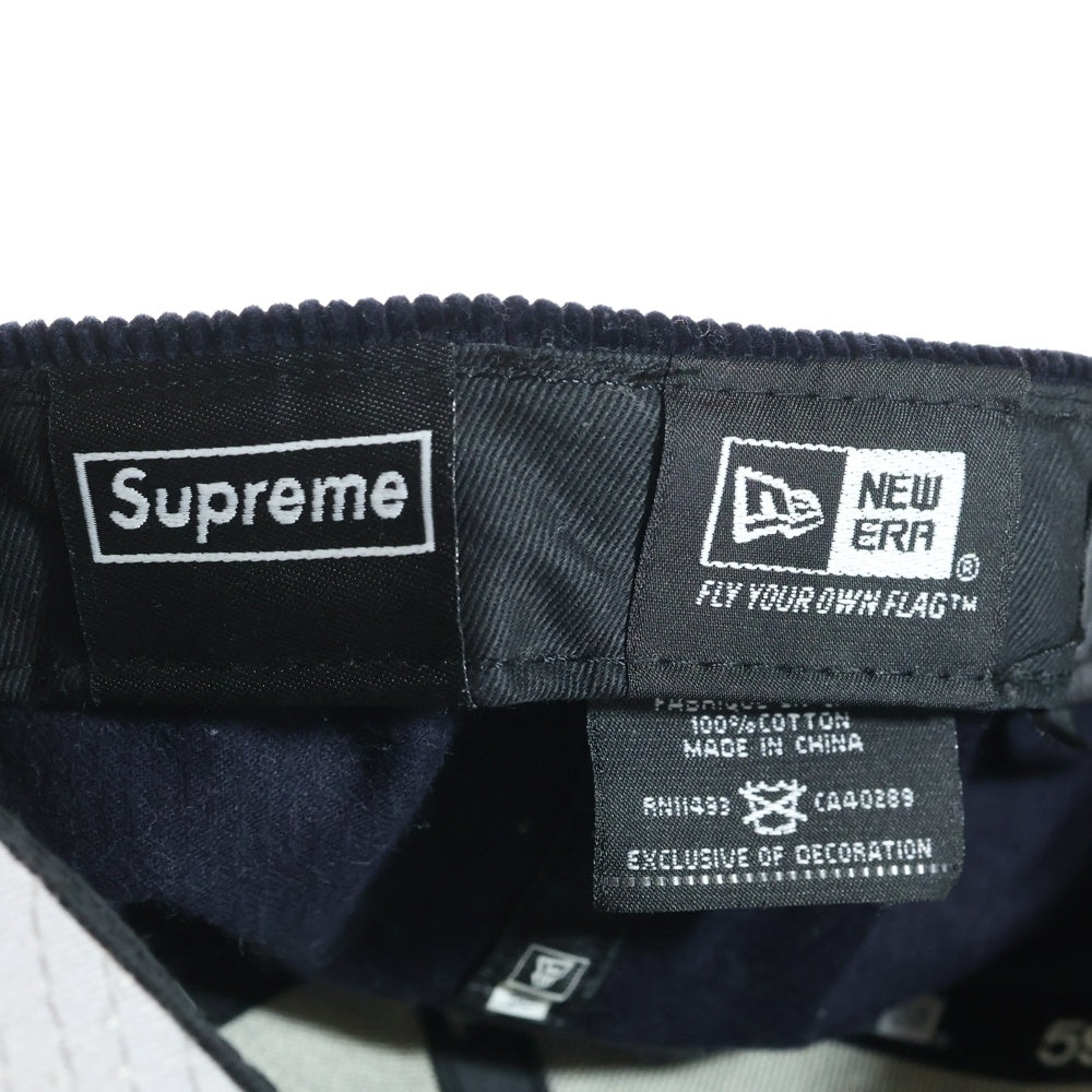 SUPREME(シュプリーム) 15AW Corduroy Box Logo New Era Cap ニューエラ コーデュロイ ボックスロゴキャップ ネイビー