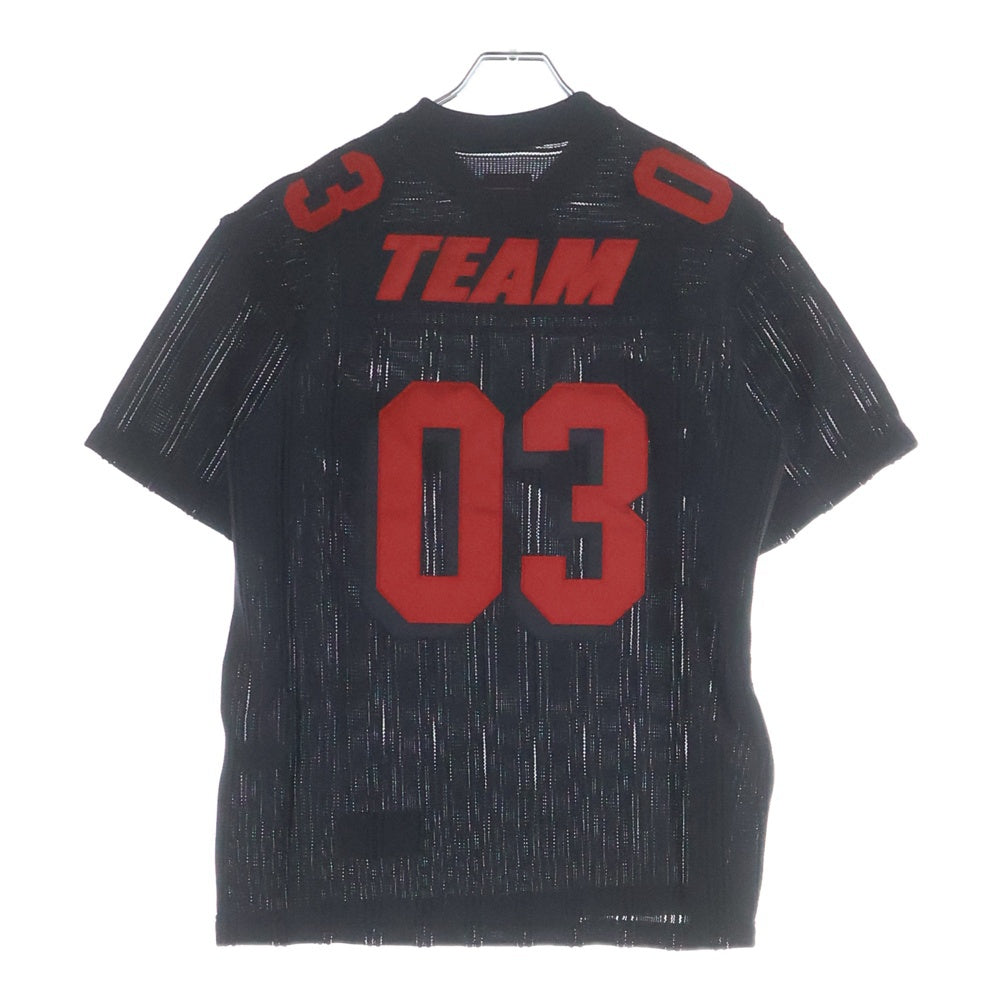 SUPREME(シュプリーム) 21SS Mesh Stripe Football Jersey メッシュ ストライプ フットボール ジャジー Vネック 半袖Tシャツ カットソー ブラック