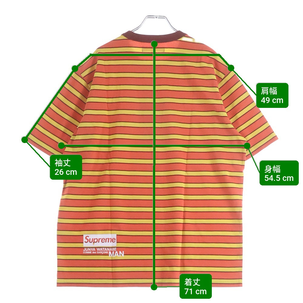SUPREME(シュプリーム) 21AW ×JUNYA WATANABE Stripe S/S Tee ×ジュンヤワタナベ ストライプ クルーネック 半袖Tシャツ カットソー オレンジ