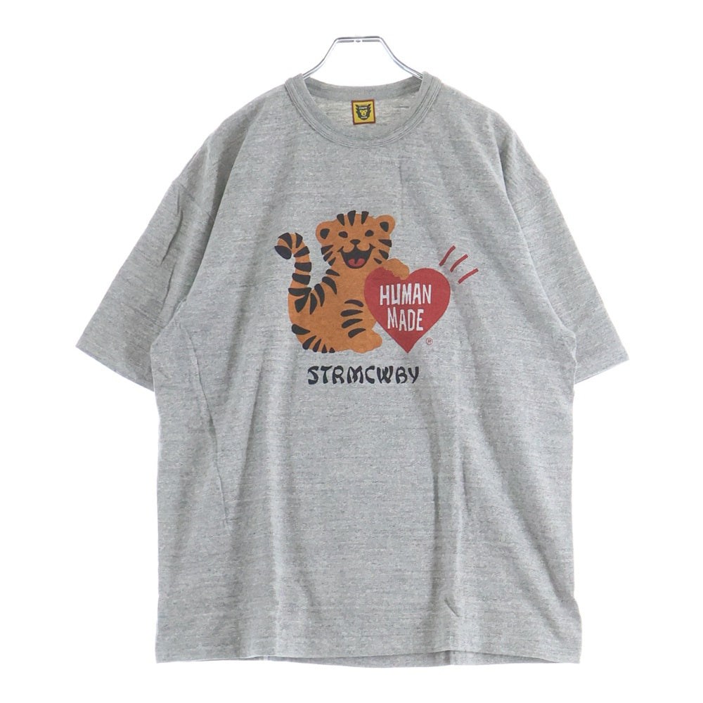 HUMAN MADE(ヒューマンメイド) Tiger Print Tee タイガー プリント クルーネック 半袖Tシャツ カットソー グレー HM18TE008