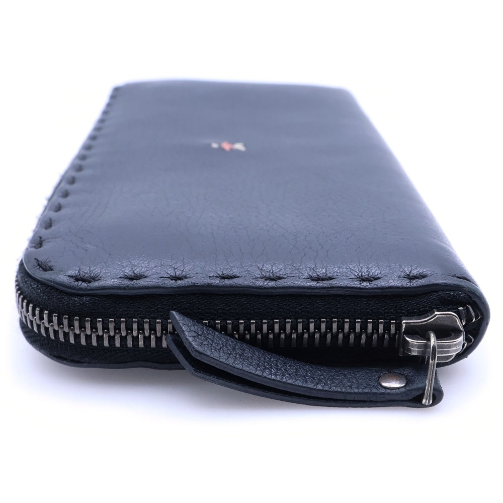 NO BRAND(ノーブランド) HENRY BEGUELIN エンリーべグリン フロント刺繍 ラウンドファスナーウォレット 長財布 ブラック