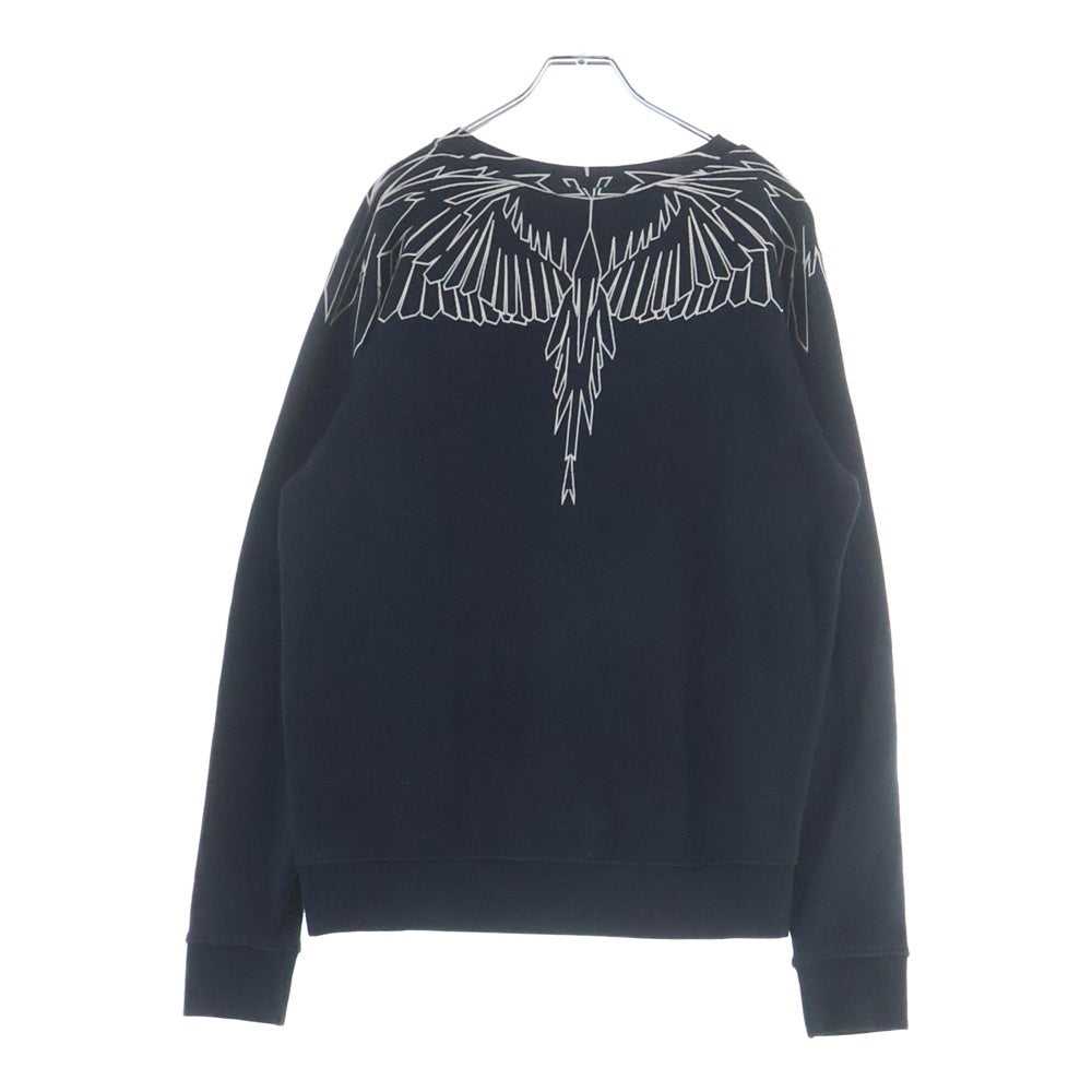 MARCELO BURLON(マルセロバーロン) 両面プリント クルーネック長袖スウェットトレーナー ブラック CMBA009F17506034