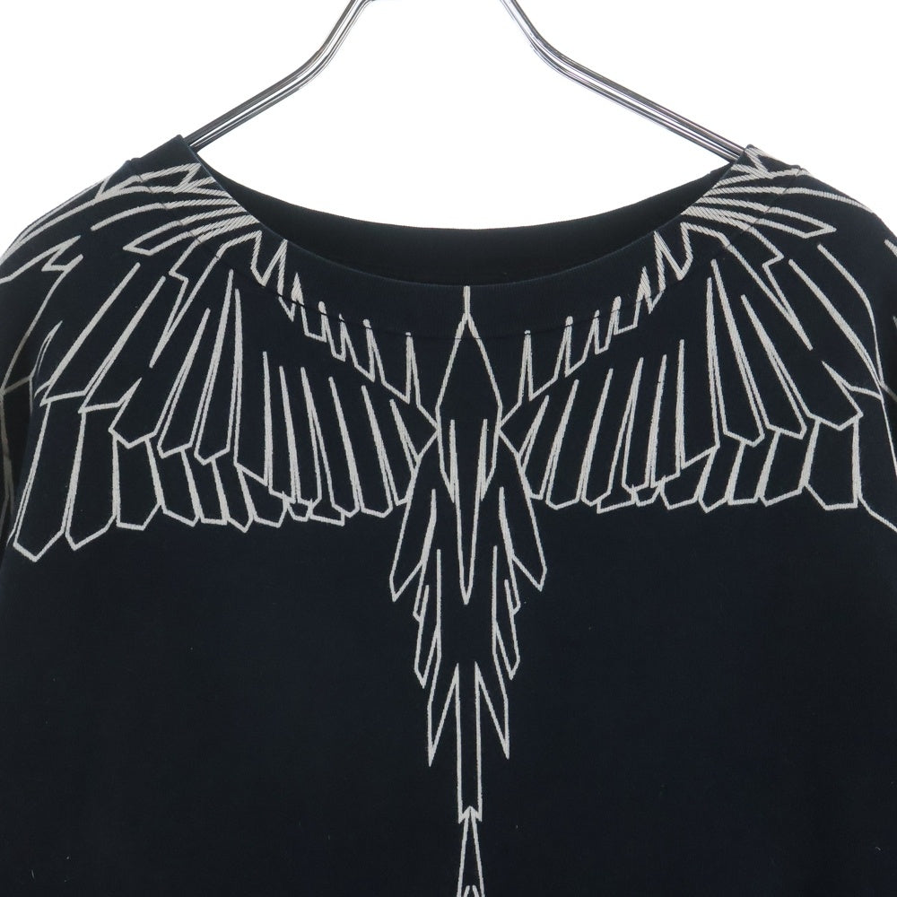 MARCELO BURLON(マルセロバーロン) 両面プリント クルーネック長袖スウェットトレーナー ブラック CMBA009F17506034